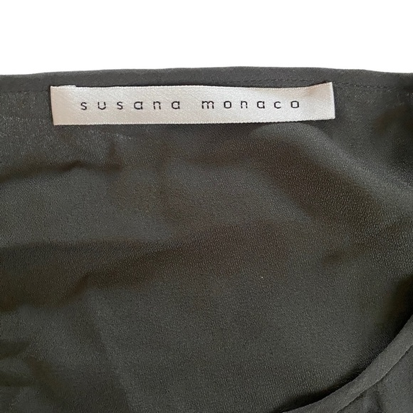 Susana Monaco Black Tunic 3/4 Sleeve Sheer Shirt Sz 4 - Picture 7 of 7